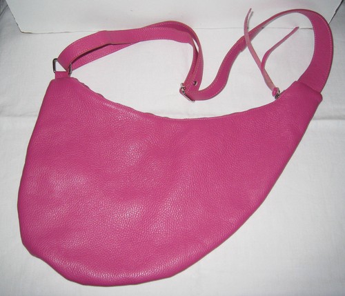 "VERA Pelle" DAMEN GENUINE LEDER UMHÄNGETASCHE PINK MADE IN ITALY