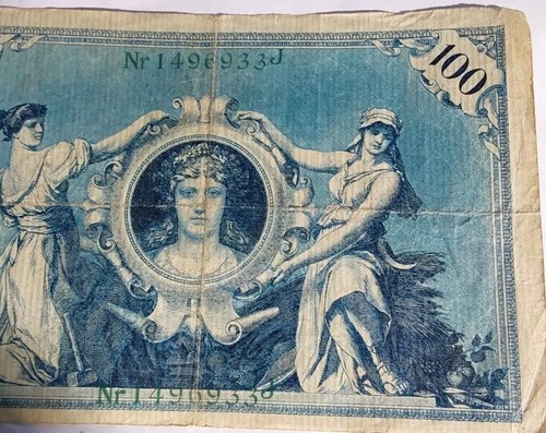1908 Reichsmark 100 Mark- Germany Blue & White w/Large Eagle-Free Post - Picture 2 of 6
