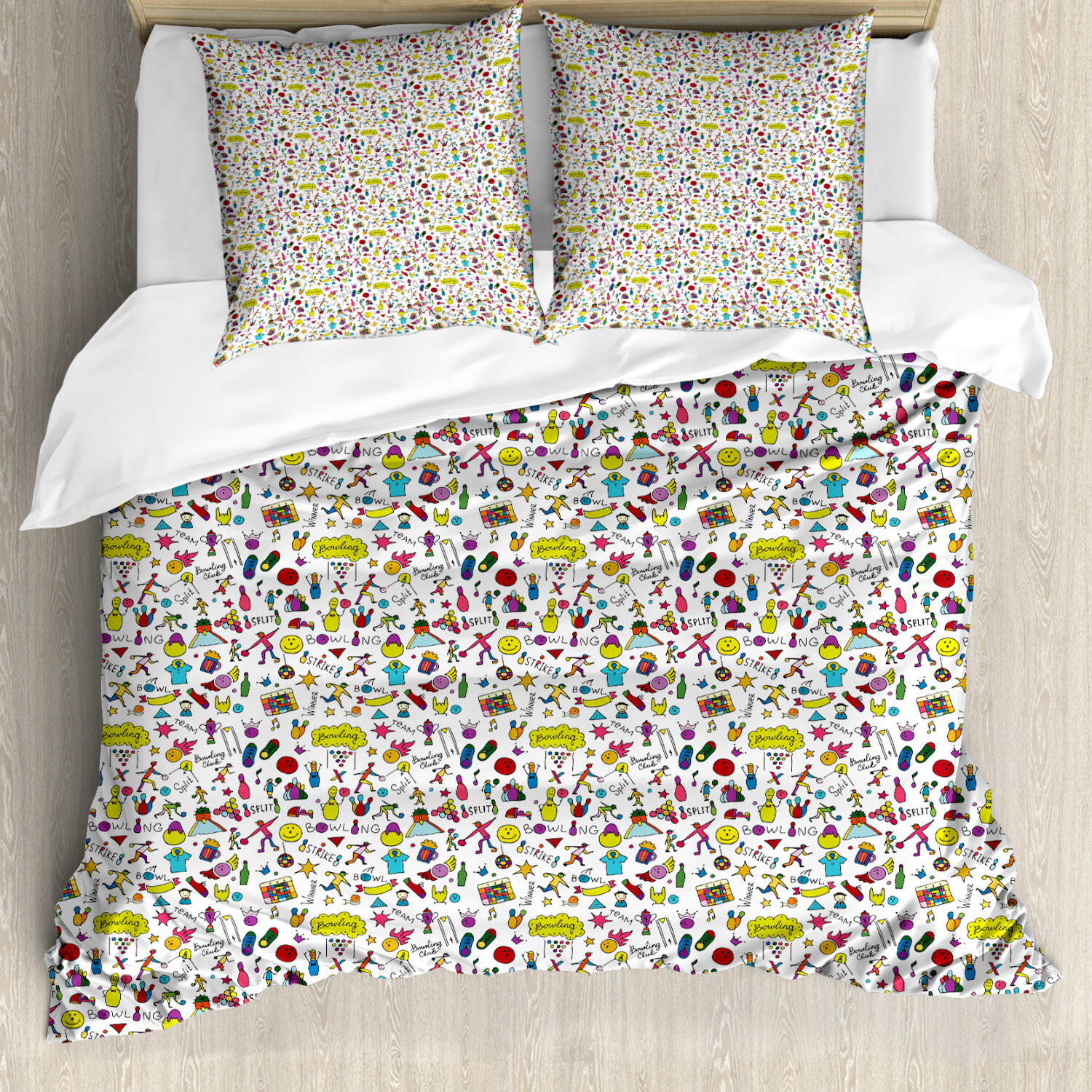 Bowling Bettwäsche Set Fröhliche Bunte KarikaturWeicher Microfaserstoff Bowling Bettwäsche Set Fröhliche Bunte KarikaturWeicher Microfaserstoff