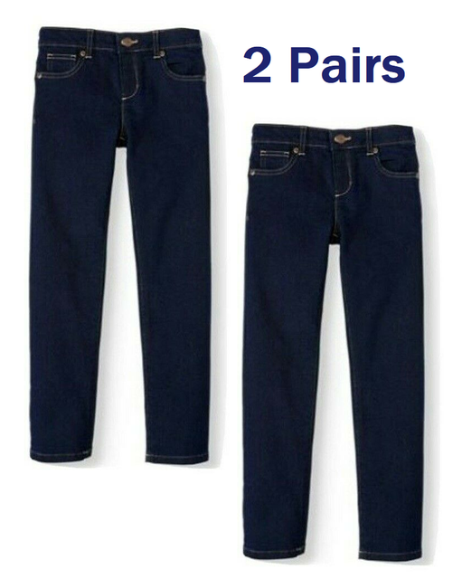 Wonder Nation Girls Straight Leg Adjustable Waist Stretch Jeans Size 18 Set of 2 | eBay