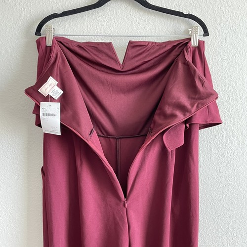 Love...Ady Nordstrom Large Strapless Popover Pant Jumpsuit Burgundy Ruched Crop - Picture 8 of 10