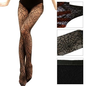 Gothic Halloween Fancy Dress Ladies Lycra Sheer Spider Web Patterned Pantyhose