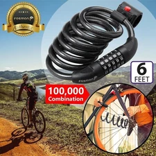Fosmon Security 5 Digit Combination Bike Cable Lock 6FT w/ Mounting Bracket