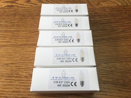 5er PACK LED E27 KERZEN FILAMENTLAMPE 4W C35 6000K TAGESLICHTLEISTUNG - Bild 4 von 6