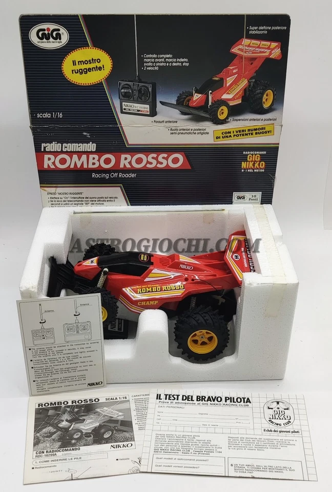 GIG NIKKO ROMBO ROSSO RC RADIO CONTROLLER VINTAGE '80 NEW IN BOX NEVER REMMOVED - Immagine 2 di 4