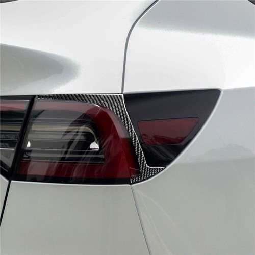 For Tesla Model 3 Y 17-22 Carbon Fiber Rear Tail Headlight Eyebrow Eyelid Cover  - Picture 2 of 7