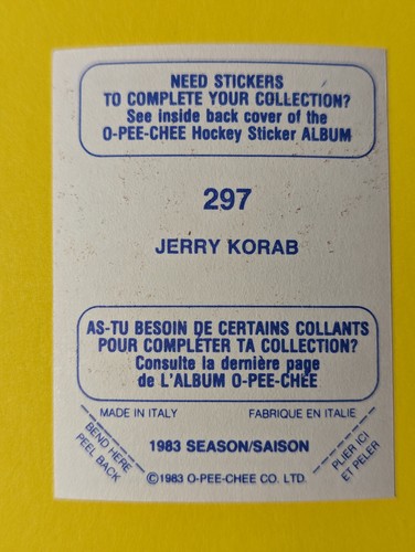 1983-84 O-Pee-Chee HNL Hockey Stickers...OPC U-Pick.. 166 to 330 - Picture 279 of 343