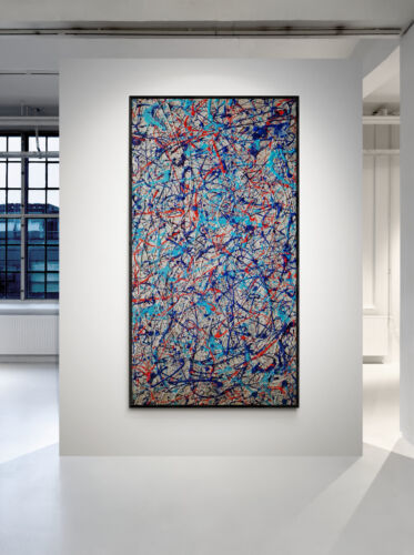 XXL Jackson Pollock Style Porsche Martini Racing Abstract Painting - 59x30 in - Picture 2 of 10