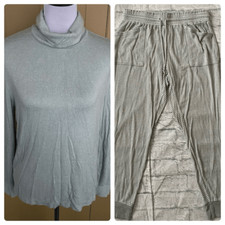 Stars above women S Longsleeve turtleneck/jogger pants pajama set green  white