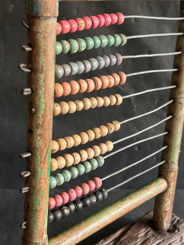 1930er SELTEN ALT VINTAGE HANDGEFERTIGT HOLZ ALTE FARBEN ABAKUS MATHEMATIK BERECHNEN SPIELZEUG - Bild 9 von 12