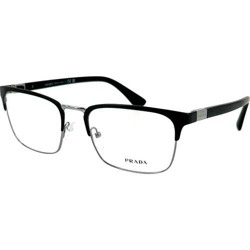 Prada PR54TV Mens Metal Eyeglass Frame 1BO1O1 Matte Black 55-19 Italy