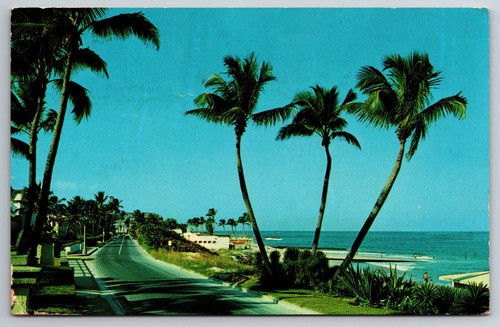 Vintage Postcard FL Palm Beach Beach Ocean Chrome