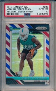 2018 PANINI PRIZM MINKAH FITZPATRICK ROOKIE RED/WHITE/BLUE PRIZM #243 PSA 10 GEM
