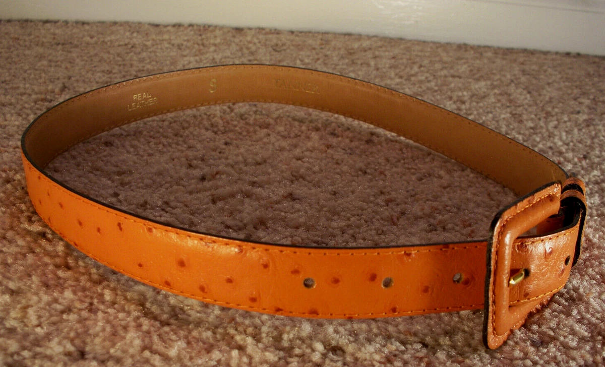 TANNER leather belt tangerine color size S feels XS Made in