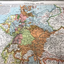 Year 1815-1866 Central Europe 1950's Color Map Folded Frameable Wall Art