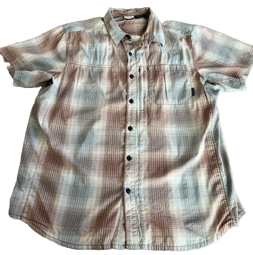 Camicia Columbia Omni-Wick uomo grande grigia e rossa a quadri manica corta con bottoni - Foto 1 di 4