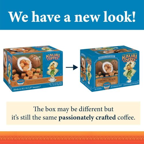 Kauai Coffee Coconut Caramel Crunch Medium Roast- KCup(6 Packs of 12 Single) DEC - Picture 2 of 7