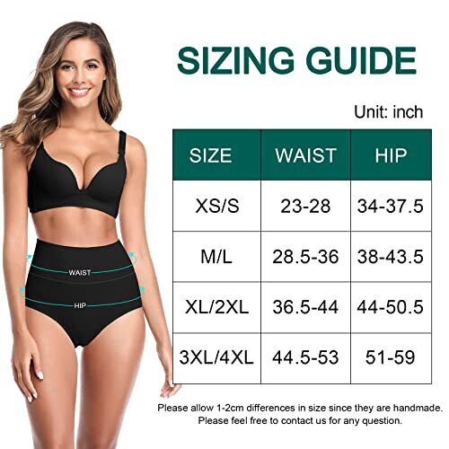 Damen Unterwäsche High Waist Baumwolle Unterwäsche weich Medium-Large dunkel - 5er Pack - Bild 7 von 7