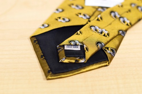 Missouri Tigers College Logo Gold 100% Silk Adjustable Neck Tie - Varsity Vest - Picture 6 of 8