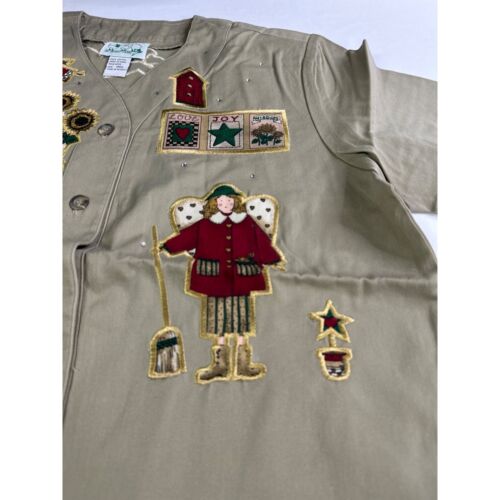 Camisa y fundas con botones vintage QVC Quacker Factory para mujer jardinería talla Sm - Imagen 2 de 9