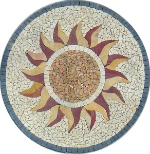 40 Handmade Art Tile Stone Sun Medallion Floor Tabletop Decor