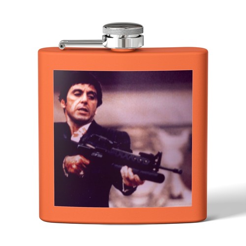 Scarface Gangster Flask, 6oz Stainless Steel Hip Flask, Mobster art - Picture 6 of 17