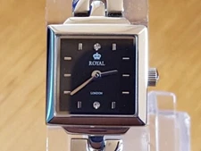 Ladies Vintage Square Cocktail Style Silver Bracelet Royal London Dress Watch