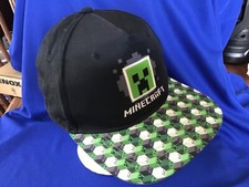 Minecraft Creeper Baseball Cap/Hat Youth Size Adjust Snapback OSFM Black Green