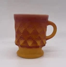 Vintage Orange Fire King Mug Kimberly Diamond Pattern