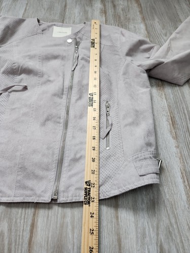Maurices Womens Gray Suede Like Full Zip Long Sleeve Motto Jacket Sz L - Picture 8 of 10