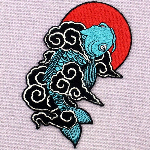Japanese Koi Fish Embroidered Patches Iron Sew On Patches Badges appliques 694R - Image 3 of 4
