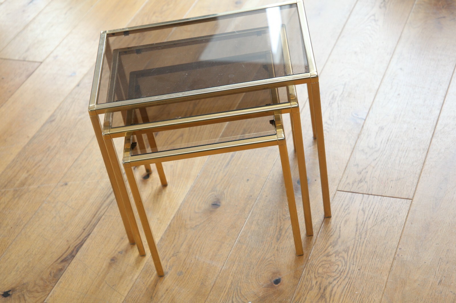 Details zu 3er Beistelltisch 60er 70er Table Brass Table Style of Maison Jansen Billig HEISS