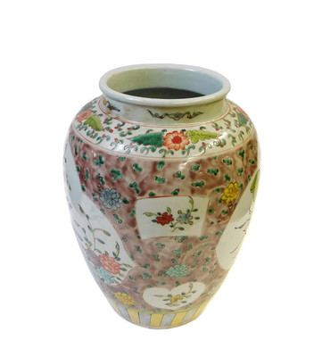 Chinese Color Porcelain Flower Bird Scenery Pot Jar cs1429S Chinese Color Porcelain Flower Bird Scenery Pot Jar cs1429S