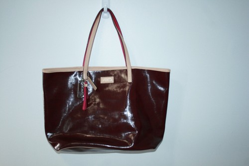 Coach Park Metro Burgundy & Tan Leather Large Shopper Tote Bag Purse F25028