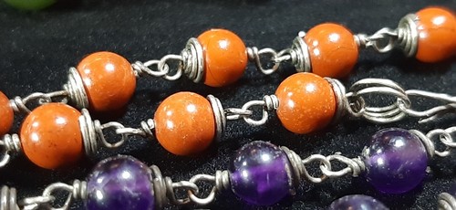 4 Collane- 1 bracciale-ametista-giada-diaspro rosso-pietra del Sole-tibet-silver - Foto 14 di 15