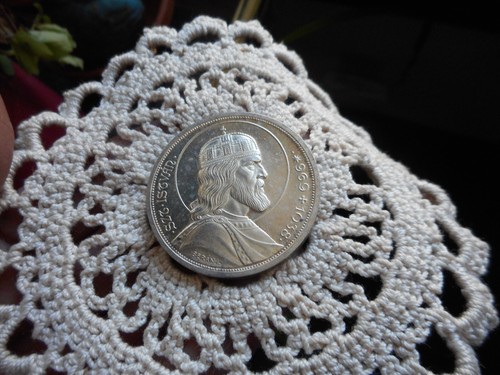 1938 5 Pengo Restrike /900th Anniversary of Death of St. Stephen/ Silver Coin - Picture 7 of 7
