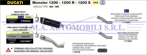 Raccordo cat. omo. per coll.orig. Ducati MONSTER 1200/1200R/1200S 2016 2017 2018 - Foto 6 di 6