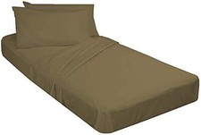 Cot Sheets Set 30" X 75" 4 Piece 400 Tc with 6 Inch Deep Pocket Taupe Solid...