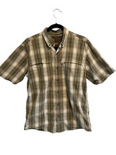 CARHARTT Force Mens Shirt Green Short Sleeve Button Up Plaid Relaxed Vented Sz M