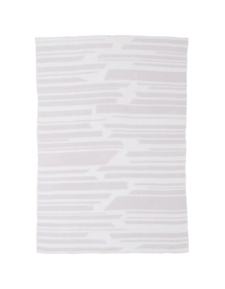 Barefoot Dreams CozyChic Geometric Blanket 45"X60" | Color: Cream-Bisque - Image 3 of 4