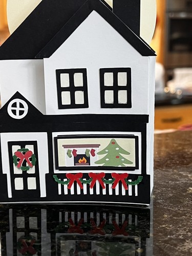 handgefertigtes Karten-Kit Stempel Weihnachtshaus Box Karte Baum Lichter - Bild 2 von 4