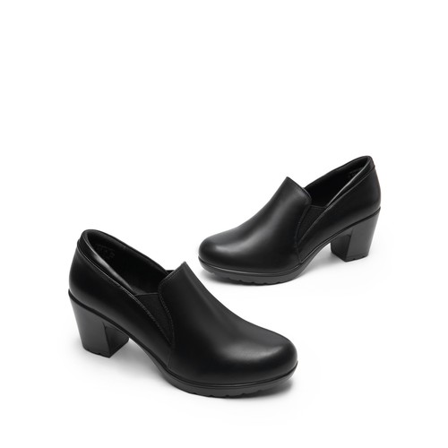 Women Round Toe Pumps Low Chunky Block Heels Loafers Work Shoes Dress Shoes US - Picture 4 of 10