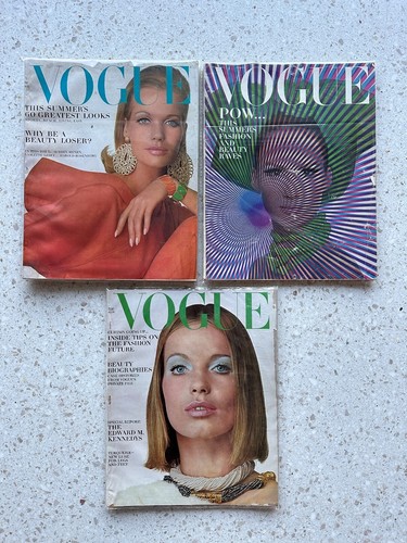 Lot of 3 Vintage American Vogue magazines; May, June and July, 1965