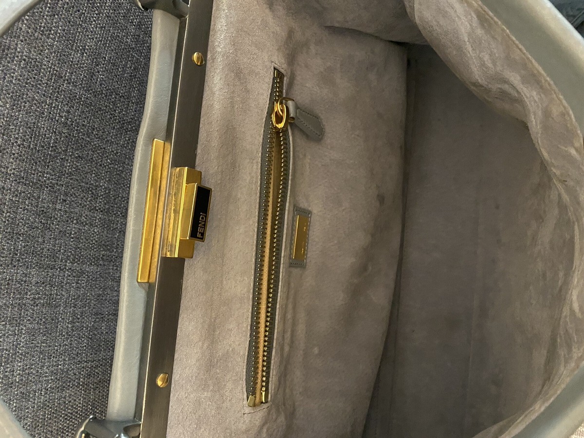 ハンドバッグ FENDI GREY LEATHER PEKABOO LARGE SOFT TOP HANDLE BAG Peekaboo Soft Large Cuoio Romano leather Grey | Fendi