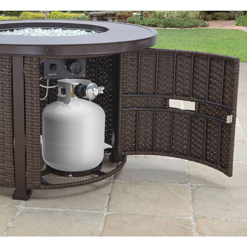 Fire Pit Table Glass Beads Metal Lid Protective Cover 50,000 BTU Propane Gas - Picture 7 of 12