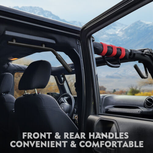 Full Front / Rear Grab Roll Bar Pull Handles For 2007-2018 Jeep Wrangler JK JKU - Picture 15 of 29