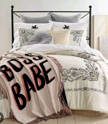 Whim by Martha Stewart Collection 100% Cotton Boss Babe Fringe Throw Multicolor - Picture 2 of 21