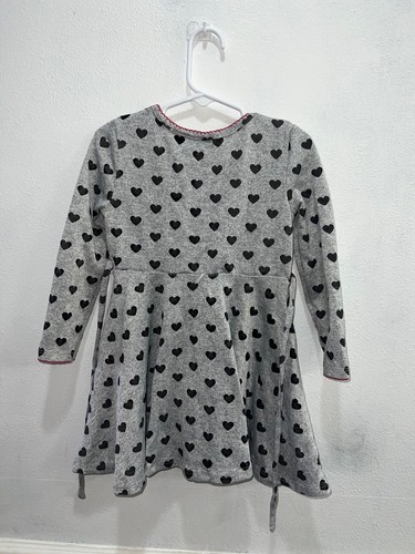 Dollie & Me girls dress size 5 long sleeve heart print gray black - Picture 6 of 7