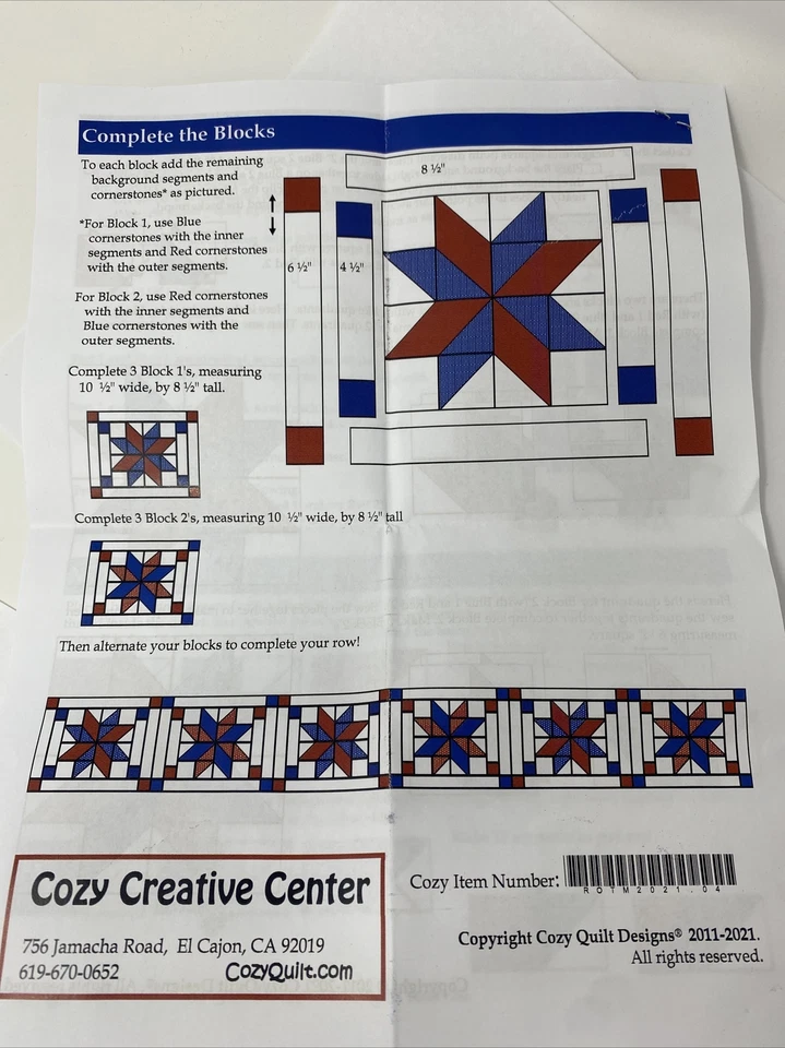 Cozy Quilt Designs Table Runner Of the Month, My Stars (Apr 21) Quilting Kit - Image 4 of 4