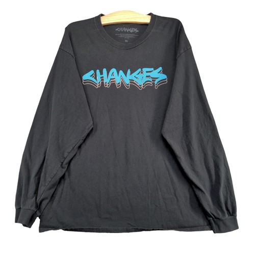 Changes Herren Justin Bieber grafisches T-Shirt schwarz XL Langarm Rundhalsausschnitt